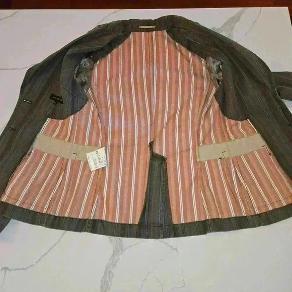 VTG Mario Matteo Womens Made In Italy Striped Blazer Olive Green Size 8 - Picture 9 of 12